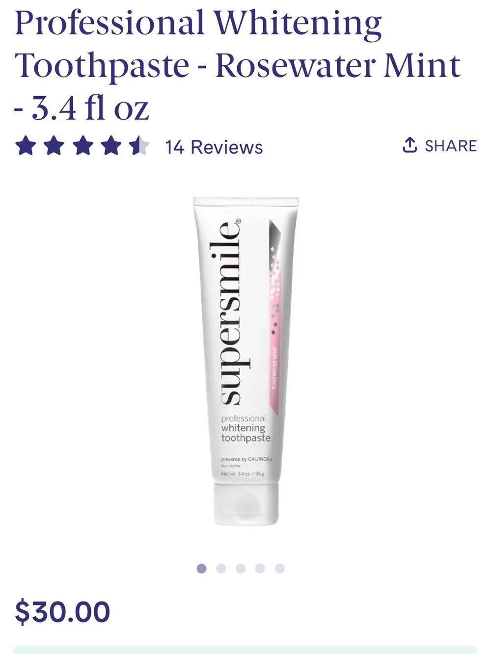 Supersmile Extra White Professional Whitening Toothpaste - Rosewater Mint.